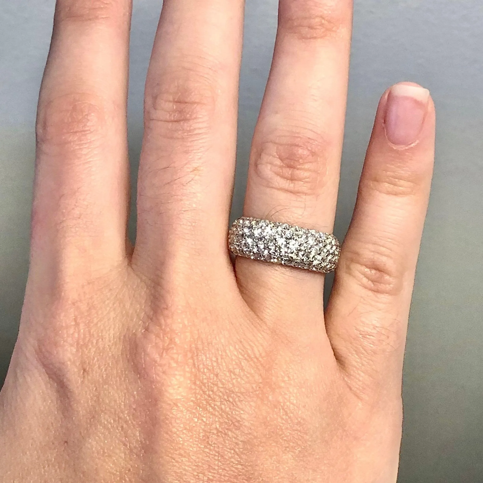 Fine Platinum Pave 1.50 Carat Diamond Dome Band Ring