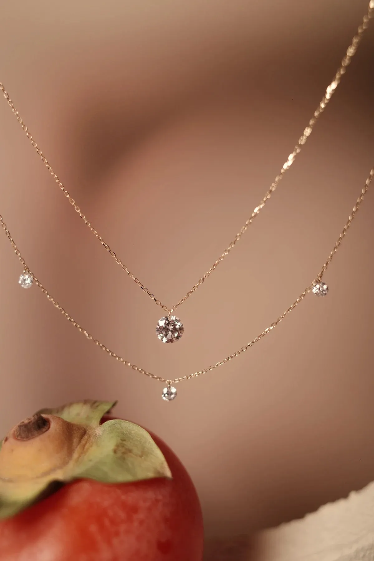 Five Floating-Diamonds Necklace
