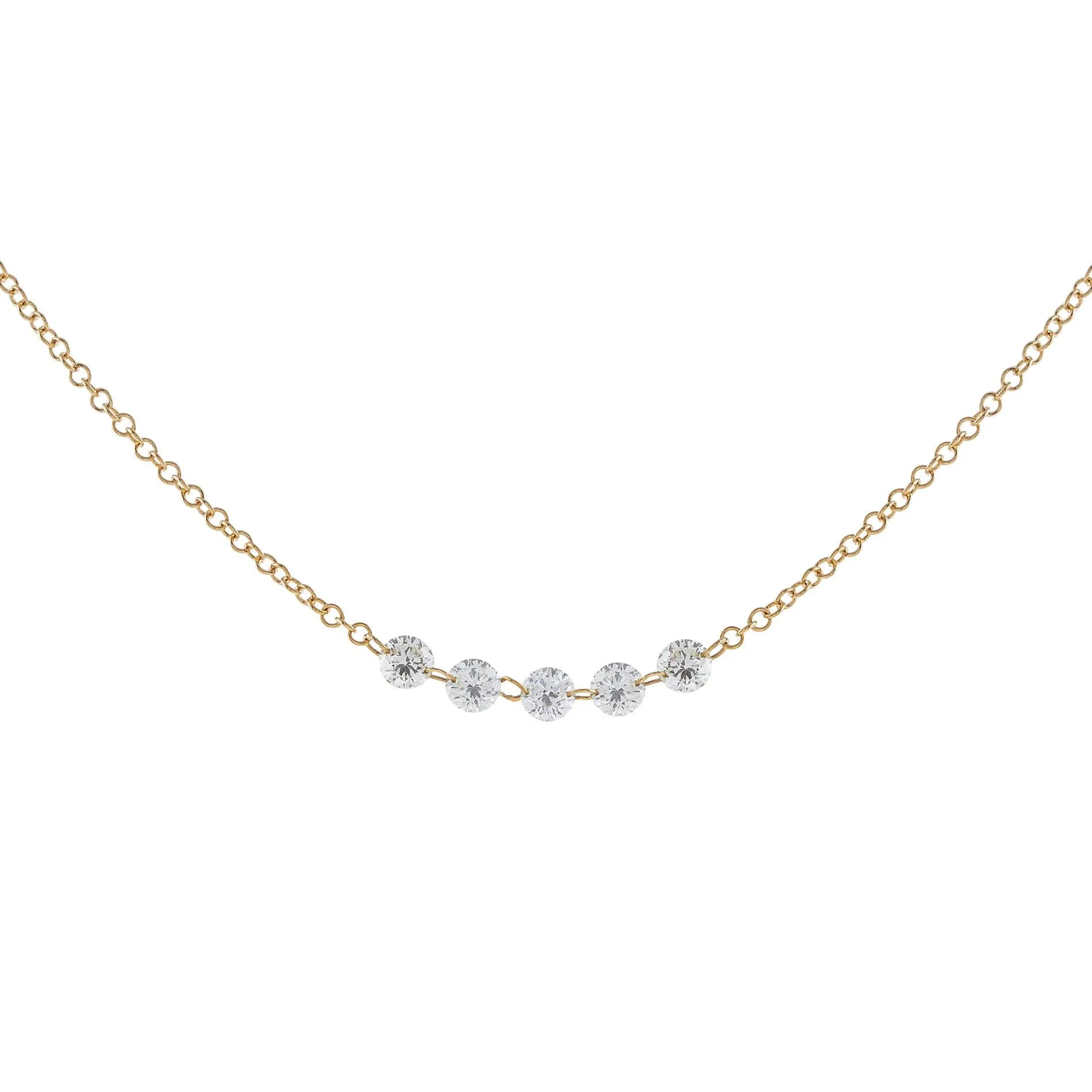 Floating Multi Diamond Necklace 14K