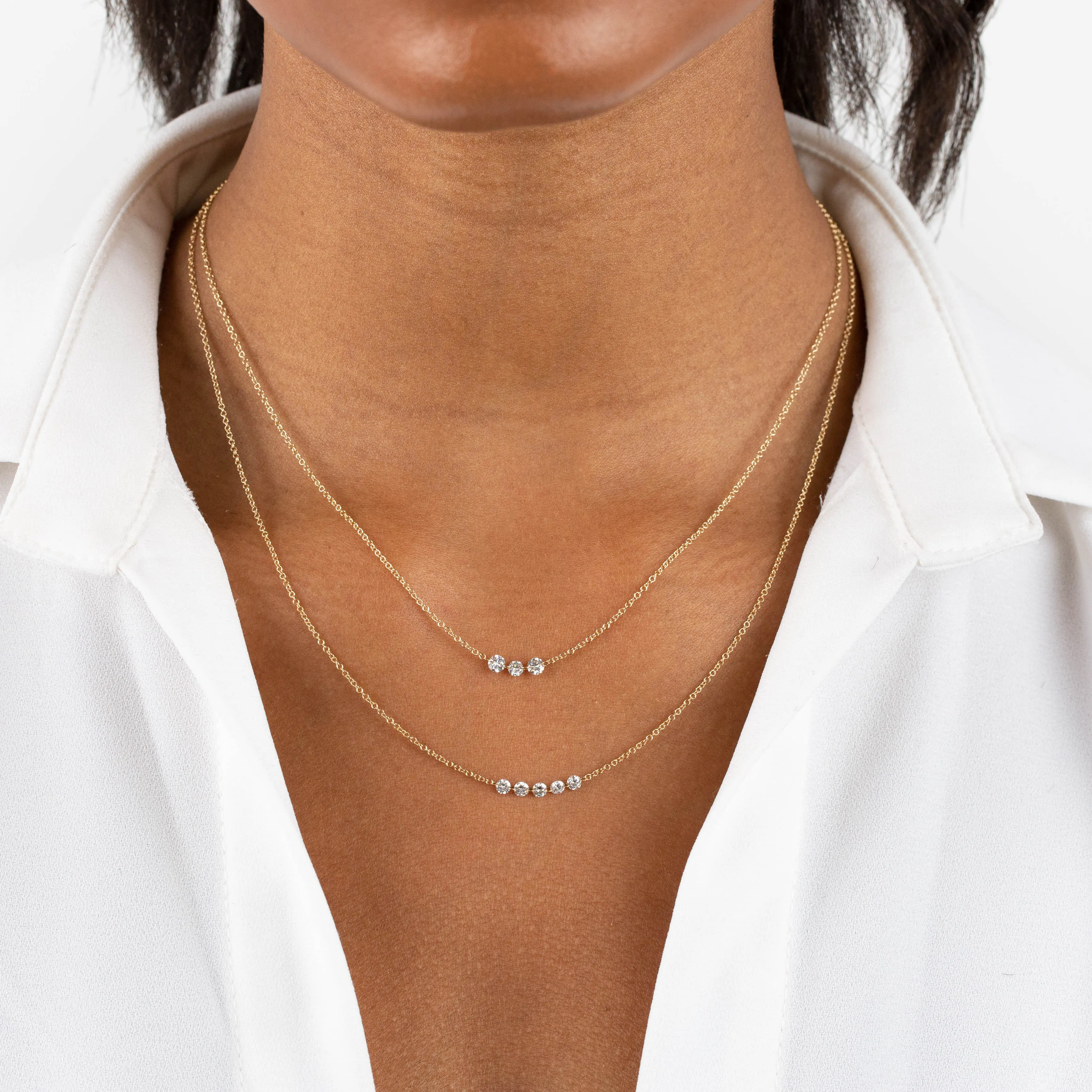 Floating Multi Diamond Necklace 14K