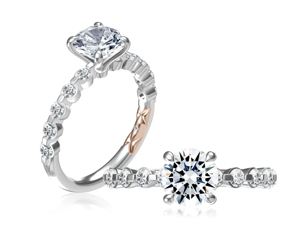 Floating Round Diamond Engagement Ring