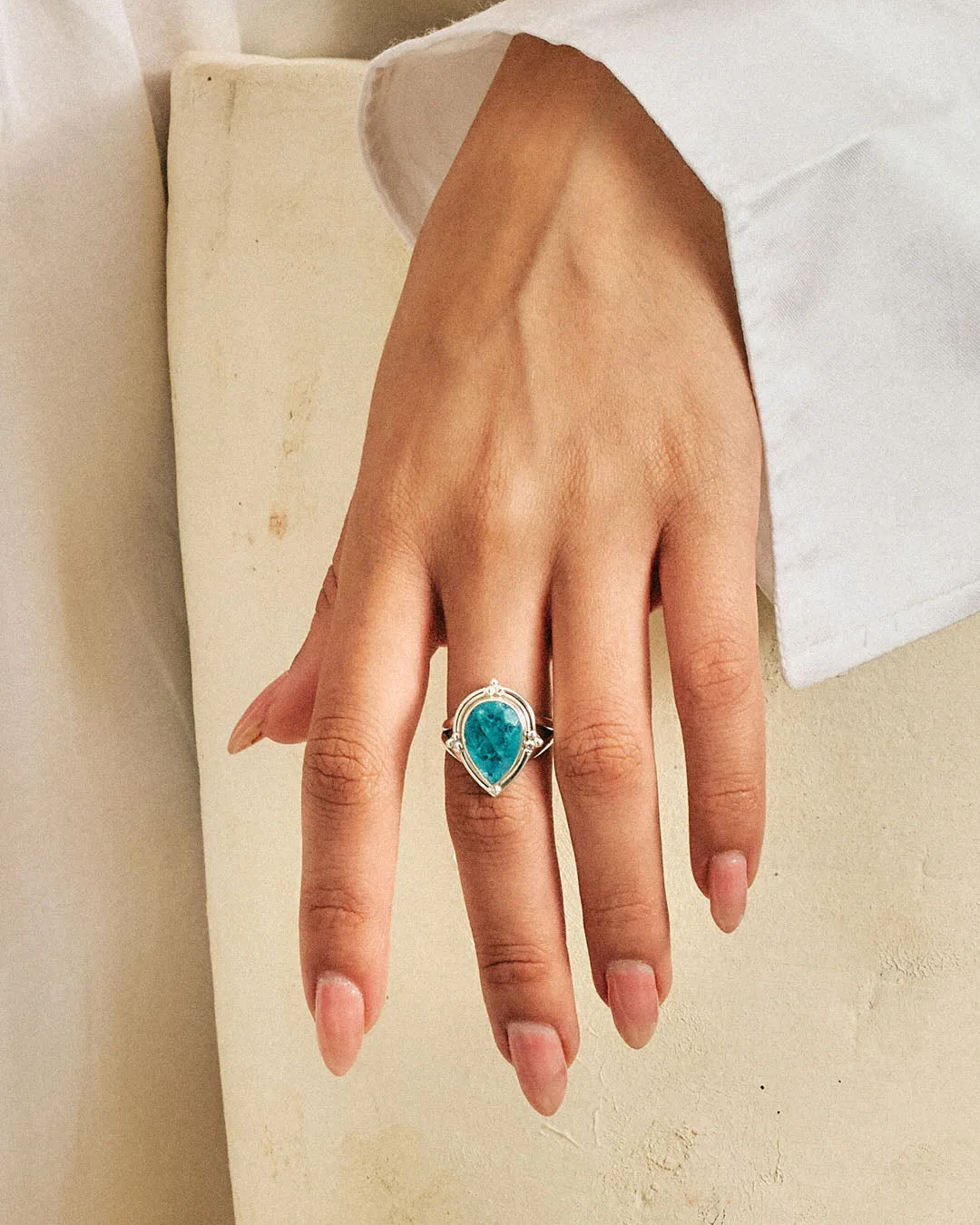 Fluorite Teardrop Ring