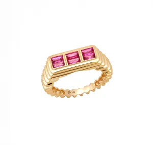 Fluted Gemstone Colorblock Ring