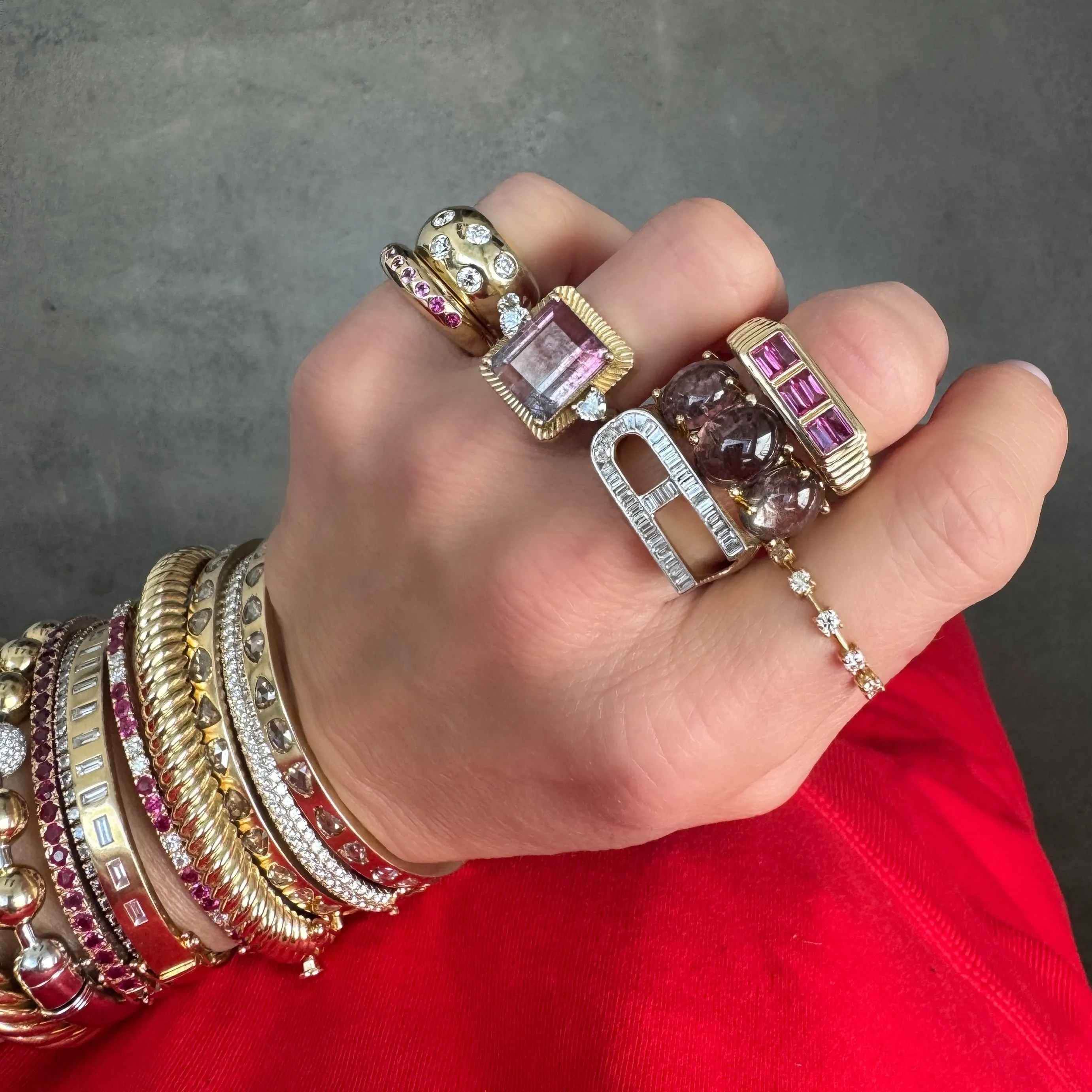 Fluted Gemstone Colorblock Ring