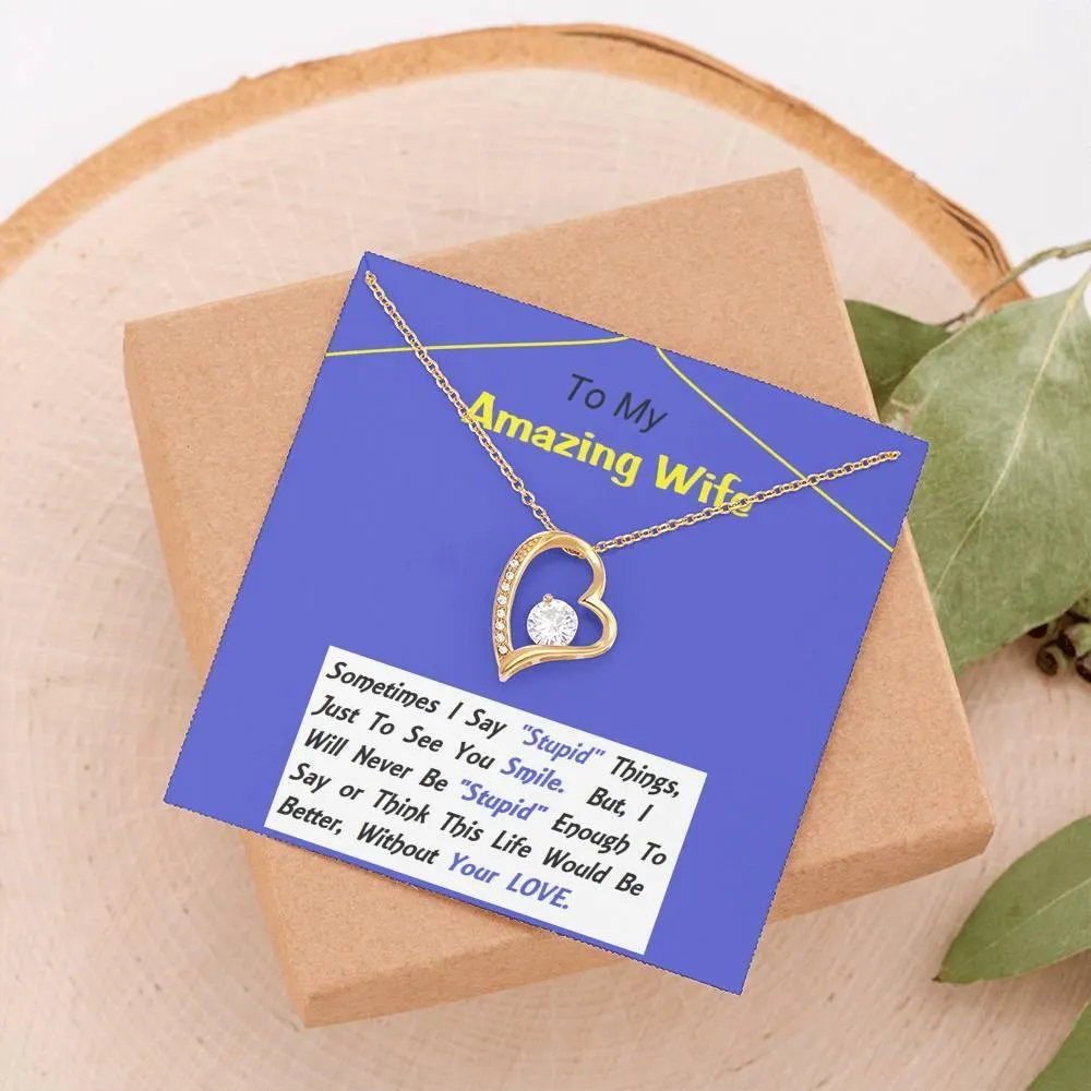Forever Love Necklace, Anniversary Gift, Birthday Gift For Wife, Necklace, Christmas, Custom Message Card