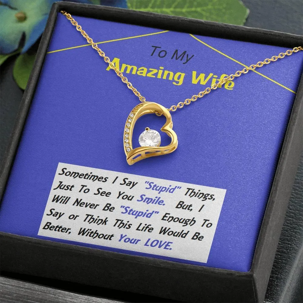 Forever Love Necklace, Anniversary Gift, Birthday Gift For Wife, Necklace, Christmas, Custom Message Card