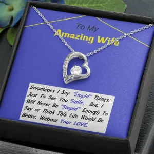 Forever Love Necklace, Anniversary Gift, Birthday Gift For Wife, Necklace, Christmas, Custom Message Card