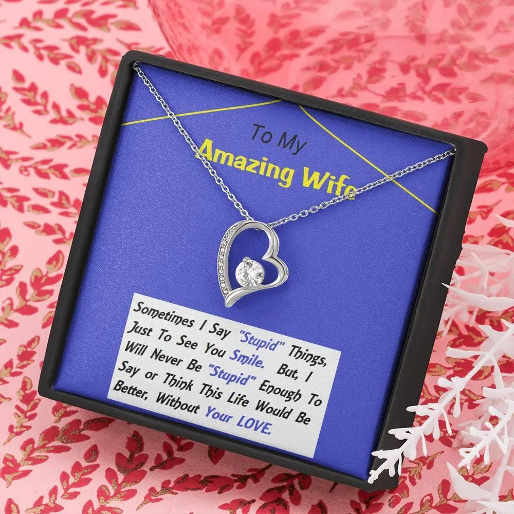 Forever Love Necklace, Anniversary Gift, Birthday Gift For Wife, Necklace, Christmas, Custom Message Card