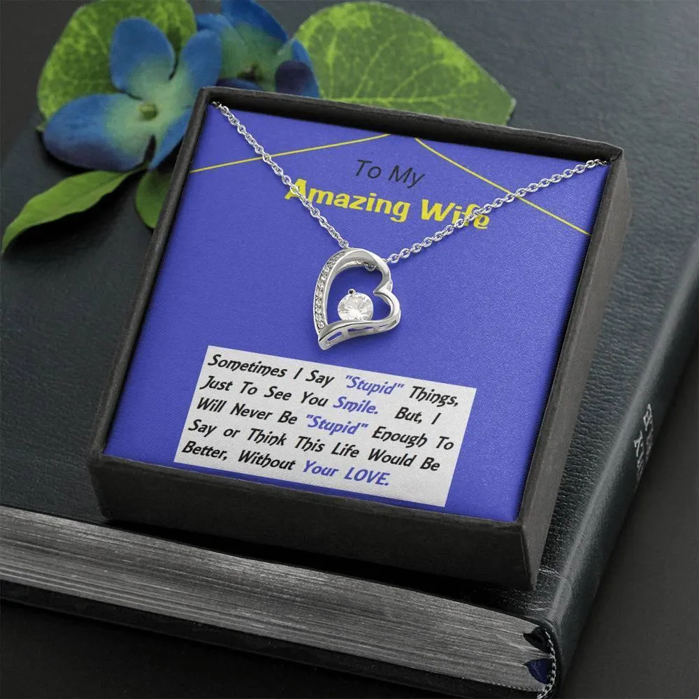 Forever Love Necklace, Anniversary Gift, Birthday Gift For Wife, Necklace, Christmas, Custom Message Card