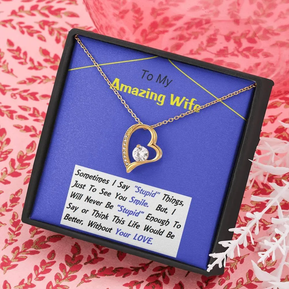 Forever Love Necklace, Anniversary Gift, Birthday Gift For Wife, Necklace, Christmas, Custom Message Card