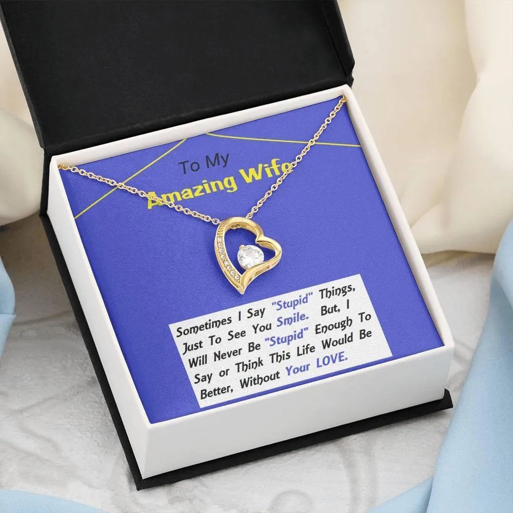 Forever Love Necklace, Anniversary Gift, Birthday Gift For Wife, Necklace, Christmas, Custom Message Card