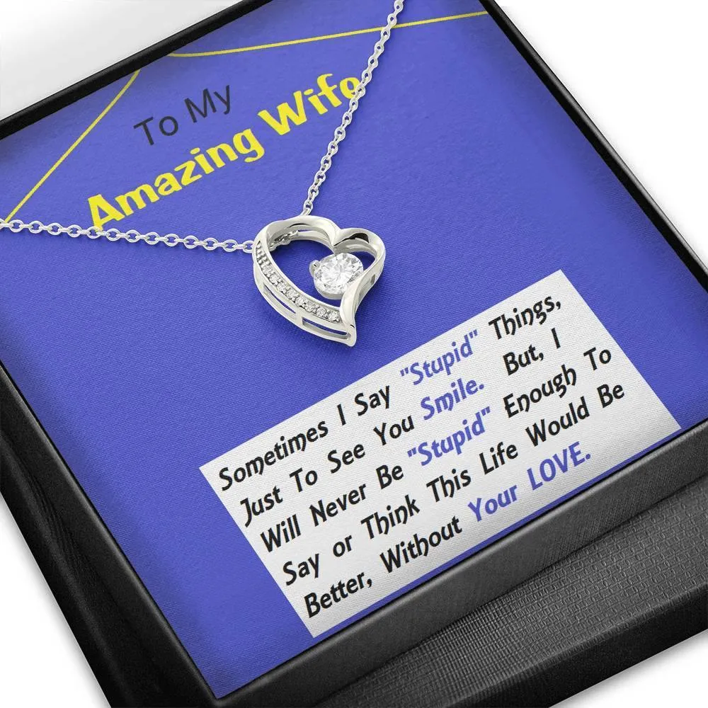 Forever Love Necklace, Anniversary Gift, Birthday Gift For Wife, Necklace, Christmas, Custom Message Card