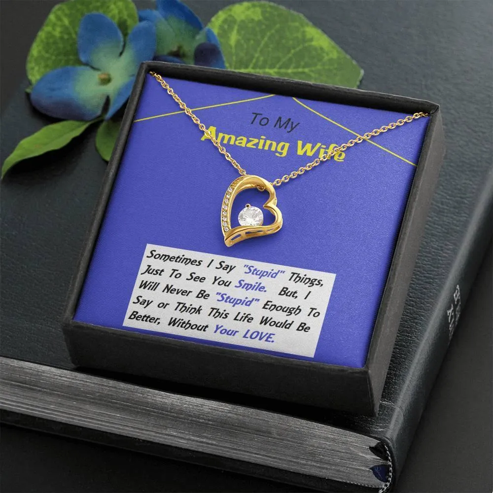 Forever Love Necklace, Anniversary Gift, Birthday Gift For Wife, Necklace, Christmas, Custom Message Card