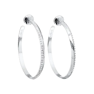 Fortune Hoop Earrings in White Gold with White Diamonds