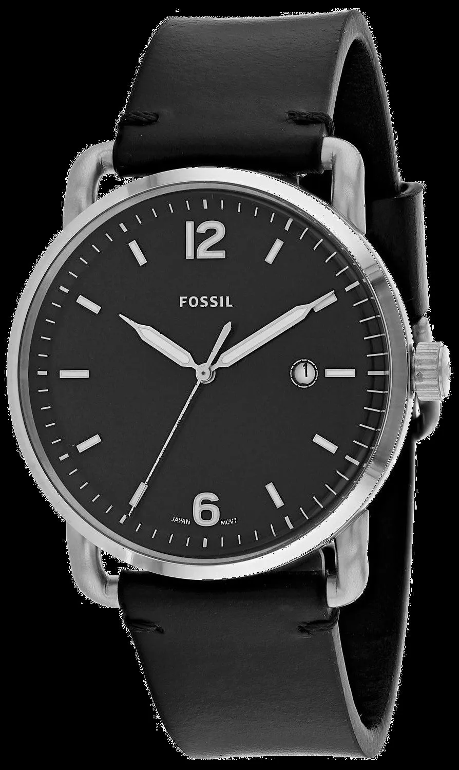 Fossil Commuter Three-Hand Date Black Leather Men's Watch FS5406
