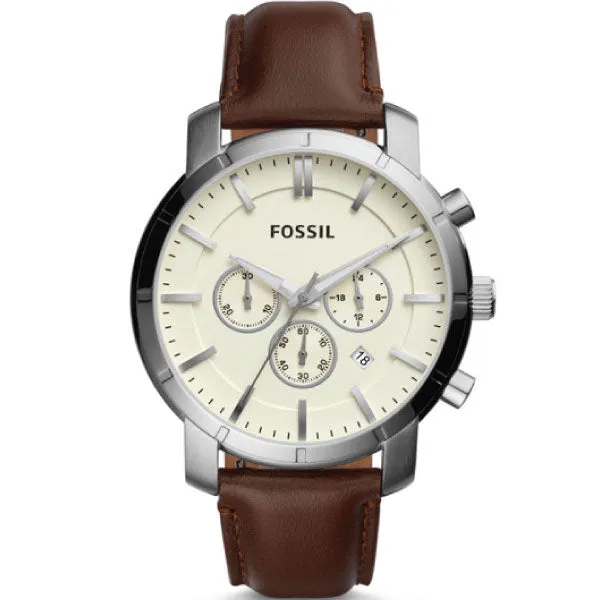 Fossil Lance Brown Leather Strap Black Dial Chronograph Quartz Watch for Gents - BQ2255