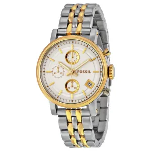 Fossil Original Boyfriend Chronograph White Dial Two-tone Watch ES3746