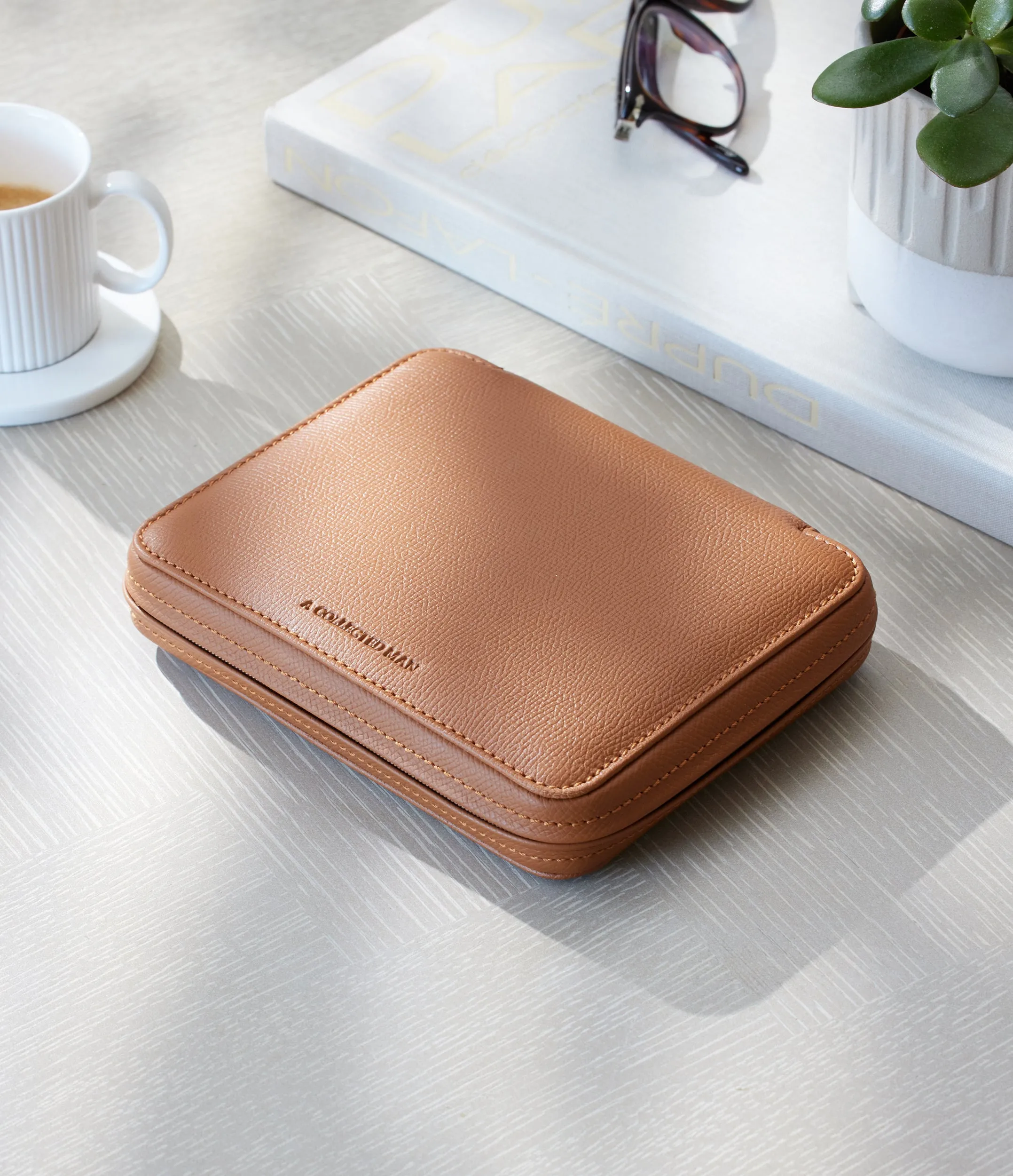 four-watch folio, grained leather