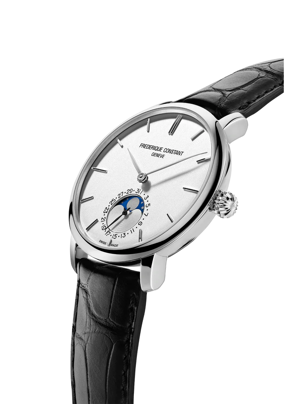 FREDERIQUE CONSTANT SLIMLINE MOONPHASE MANUFACTURE SILVER DIAL