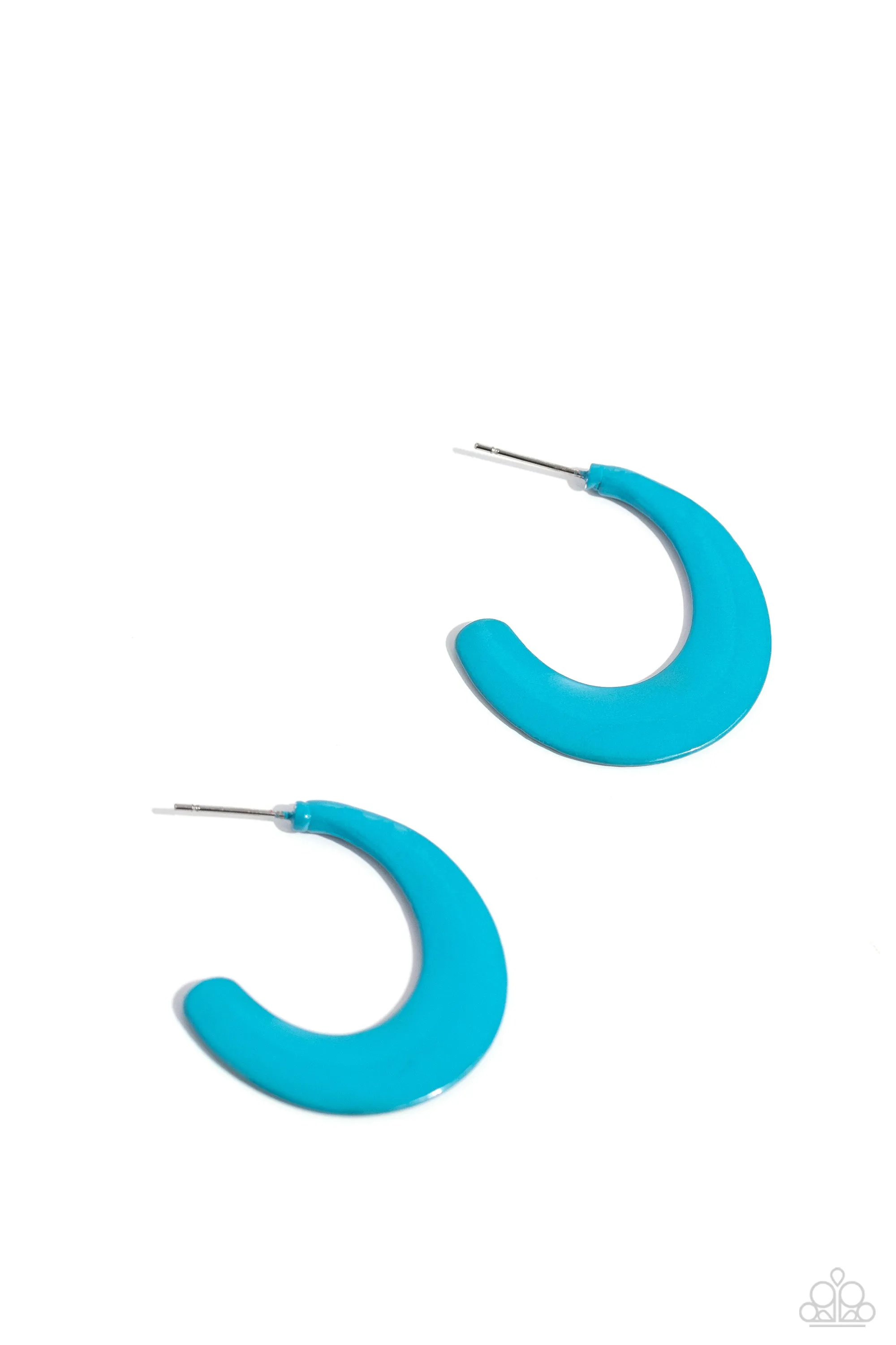 Fun-Loving Feature - Blue - Painted Paparazzi Hoop Earrings