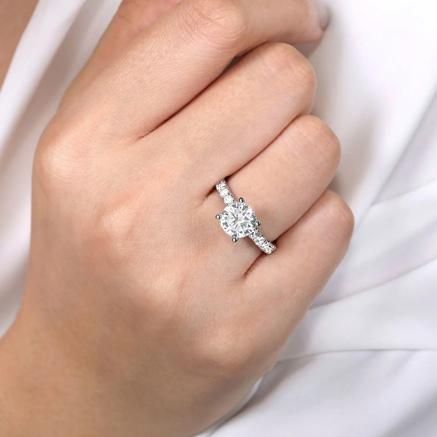Gabriel & Co. 14k White Gold Round Diamond Semi-Mount Engagement Ring – ER14941R8W44JJ.CSCZ