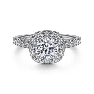 Gabriel & Co. Cushion Halo Round Diamond Engagement Ring ER6872W44JJ