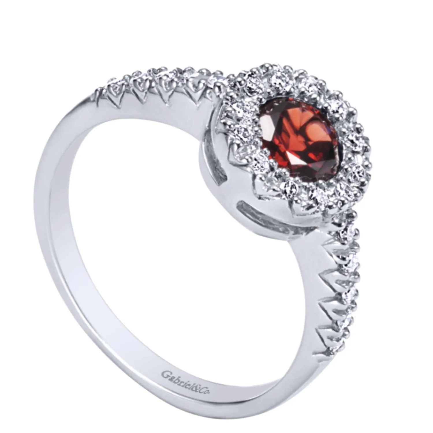Gabriel & Co. Round Cut Gemstone & Diamond Halo Fashion Ring