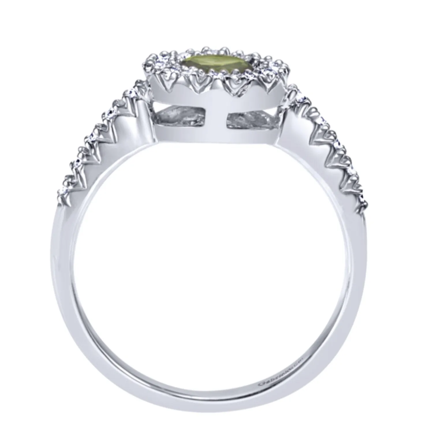 Gabriel & Co. Round Cut Gemstone & Diamond Halo Fashion Ring
