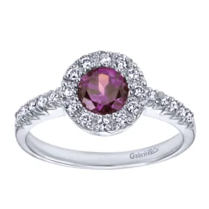 Gabriel & Co. Round Cut Gemstone & Diamond Halo Fashion Ring
