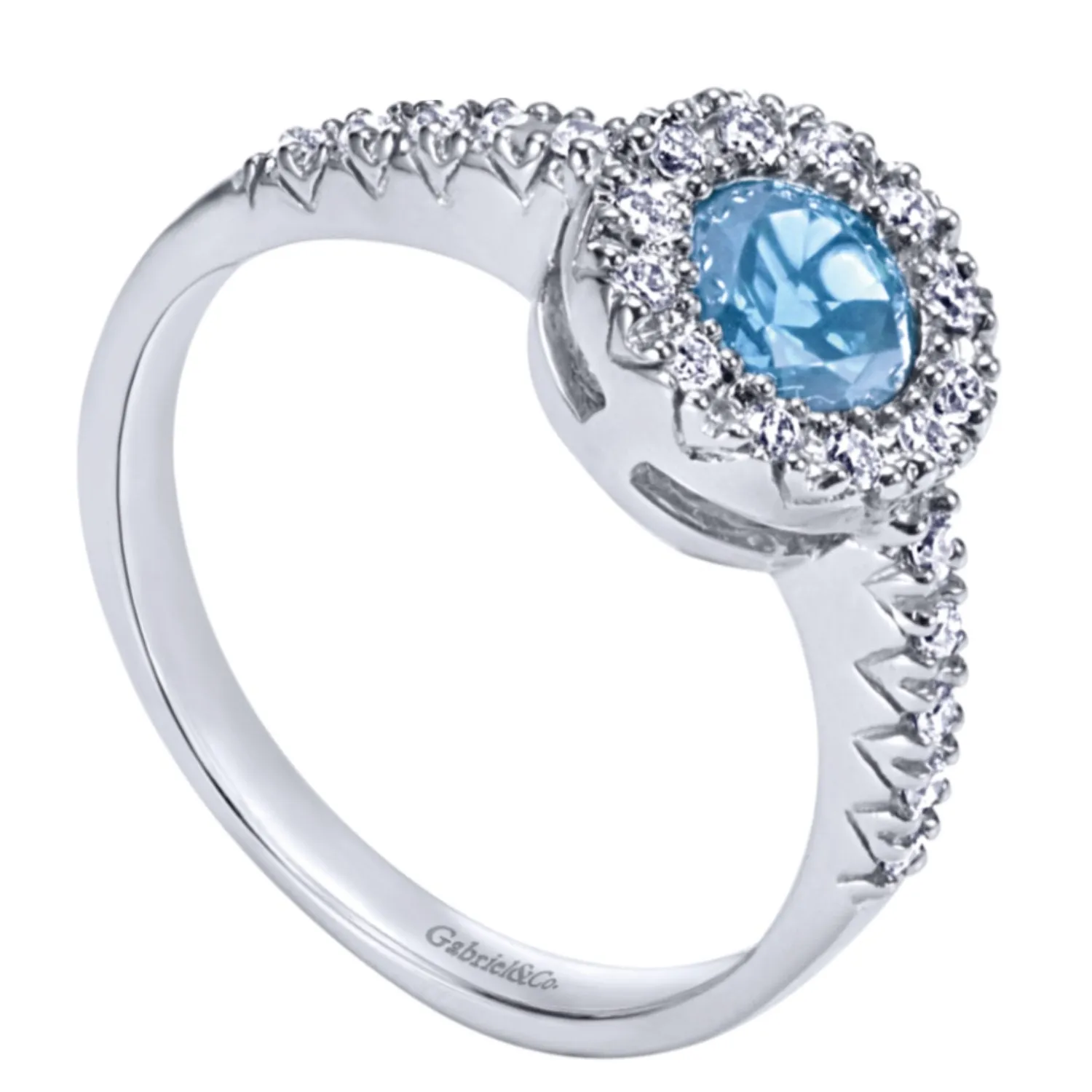 Gabriel & Co. Round Cut Gemstone & Diamond Halo Fashion Ring