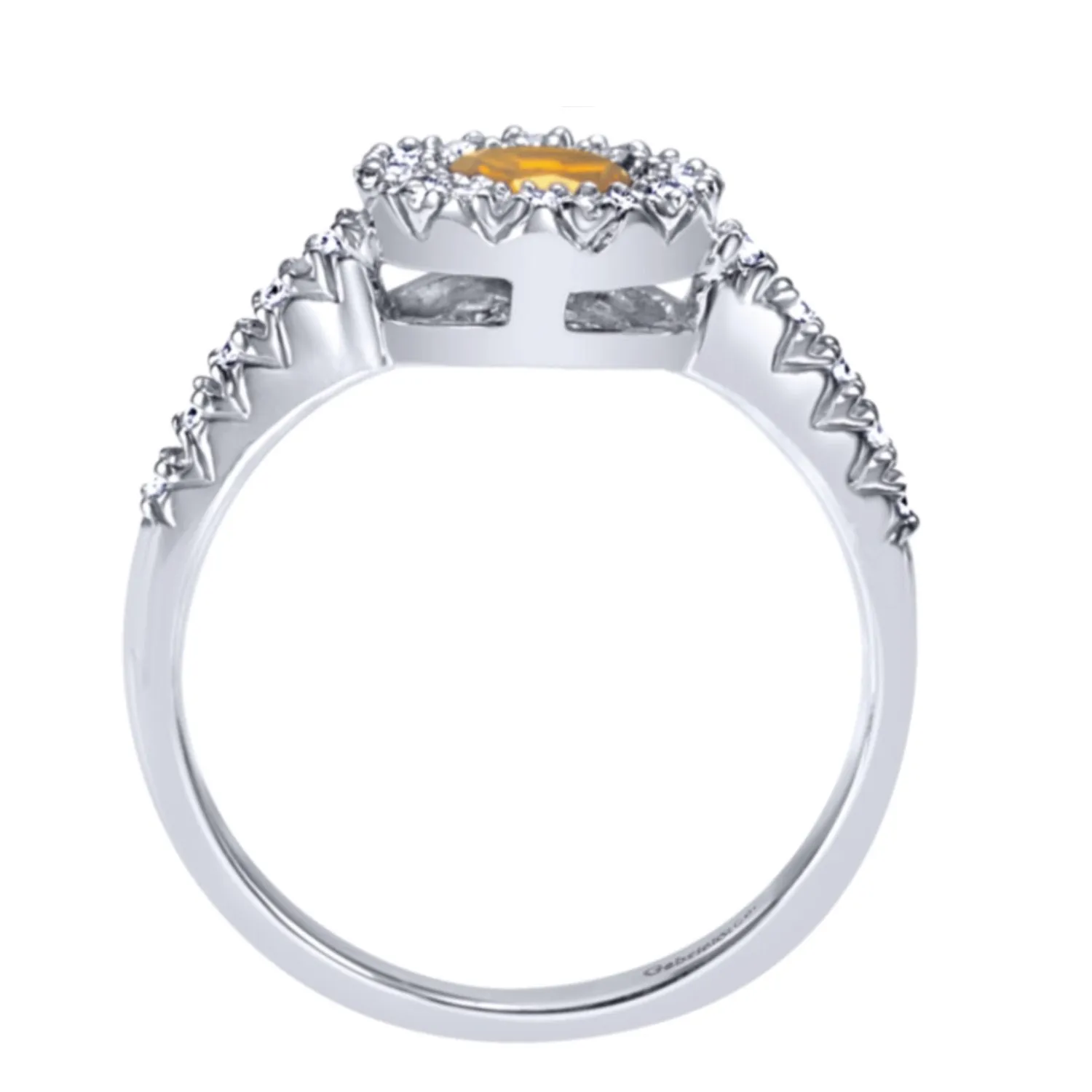 Gabriel & Co. Round Cut Gemstone & Diamond Halo Fashion Ring