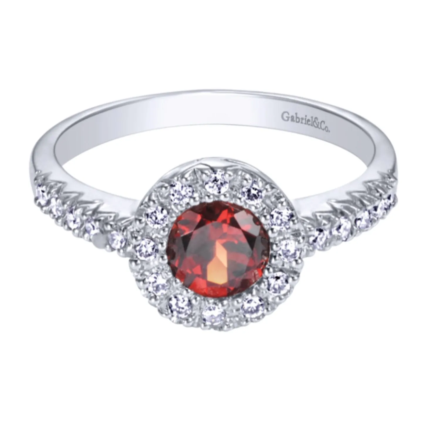 Gabriel & Co. Round Cut Gemstone & Diamond Halo Fashion Ring