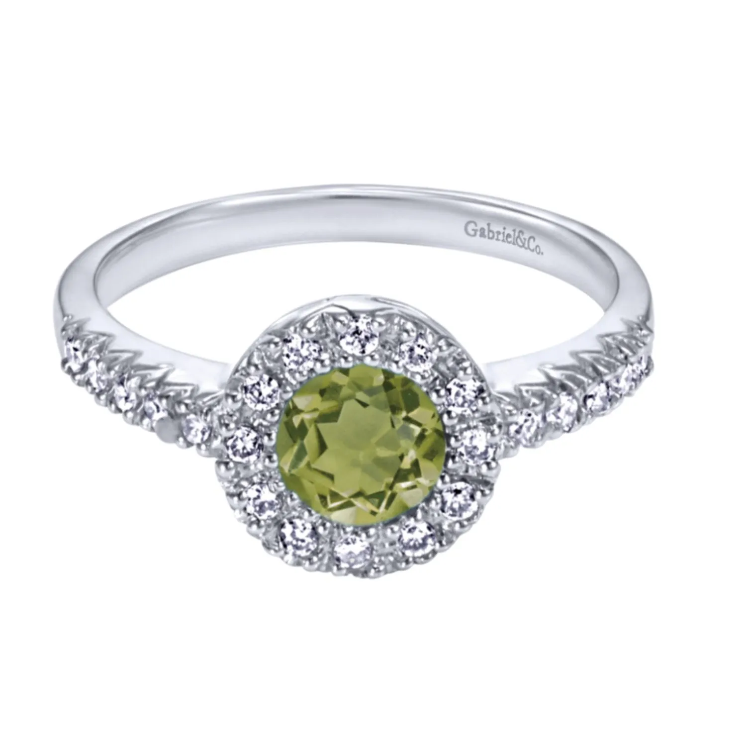 Gabriel & Co. Round Cut Gemstone & Diamond Halo Fashion Ring
