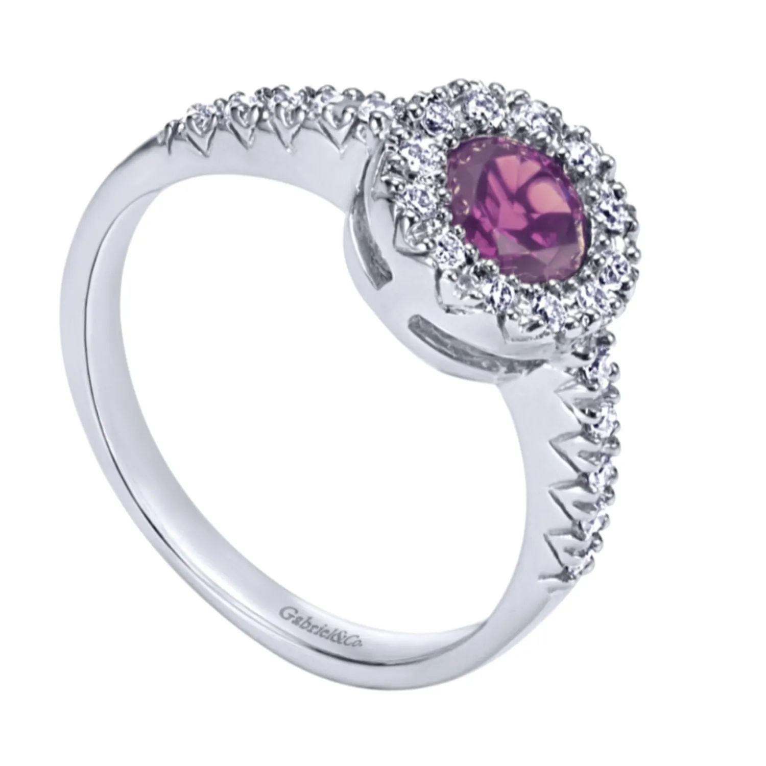 Gabriel & Co. Round Cut Gemstone & Diamond Halo Fashion Ring