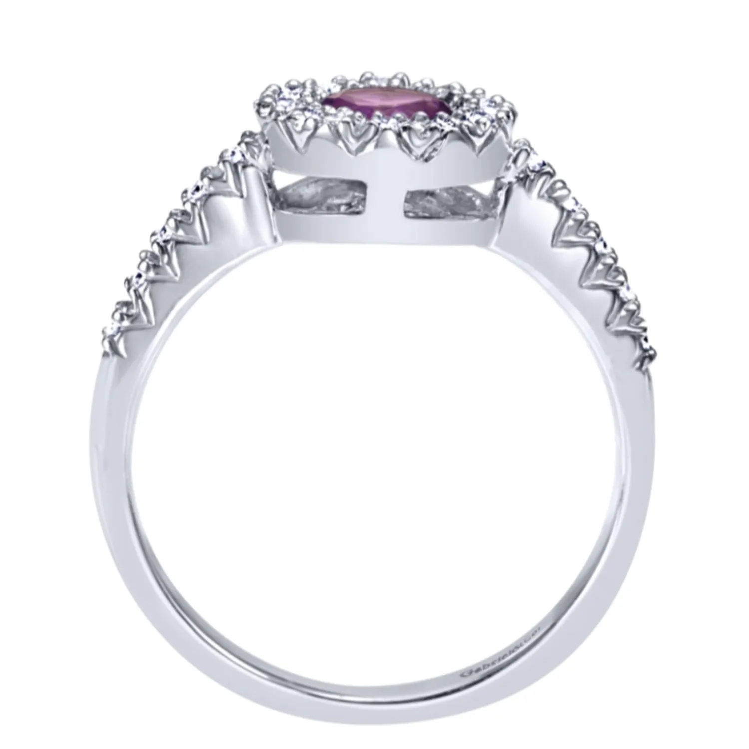 Gabriel & Co. Round Cut Gemstone & Diamond Halo Fashion Ring