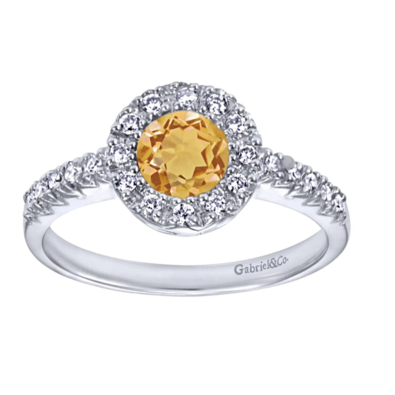 Gabriel & Co. Round Cut Gemstone & Diamond Halo Fashion Ring