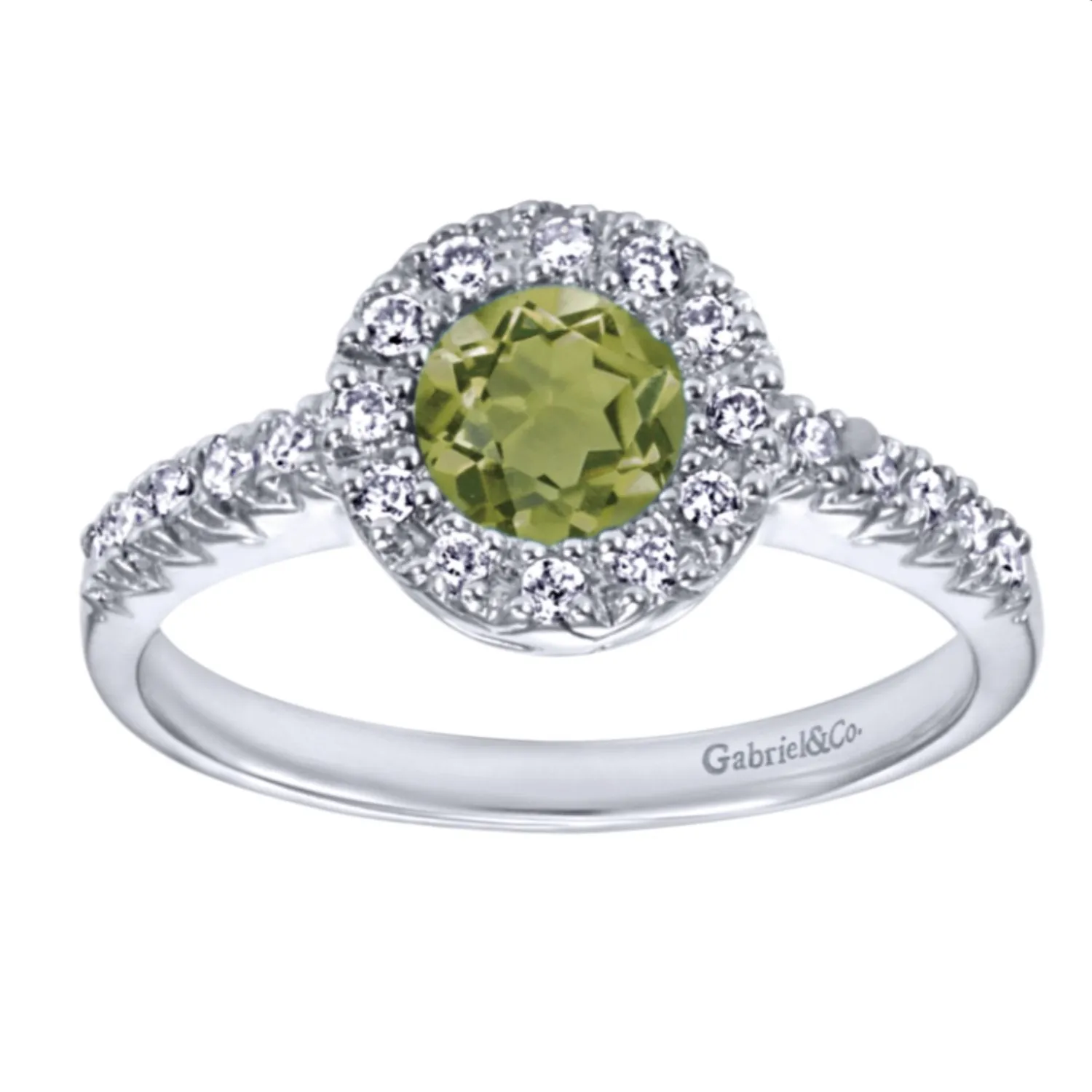 Gabriel & Co. Round Cut Gemstone & Diamond Halo Fashion Ring