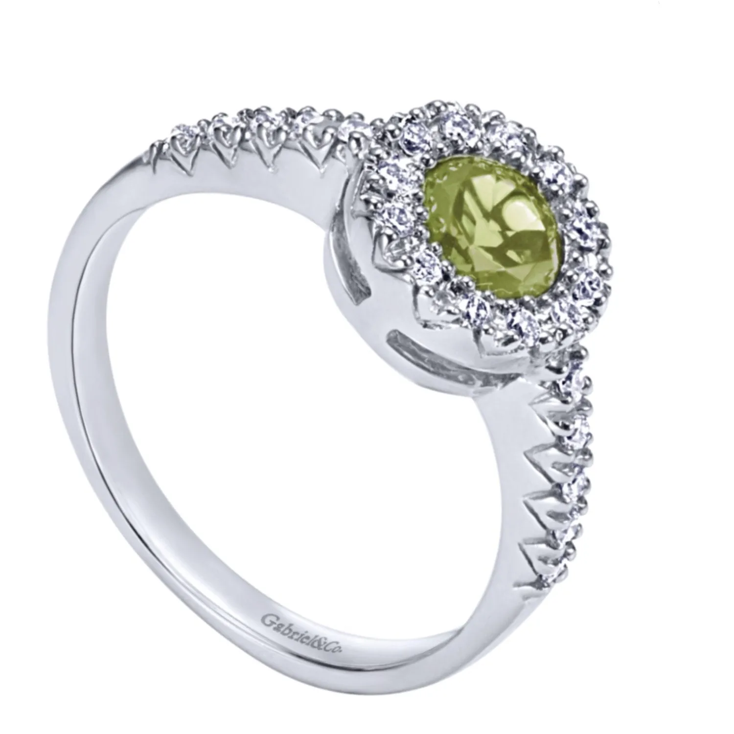 Gabriel & Co. Round Cut Gemstone & Diamond Halo Fashion Ring