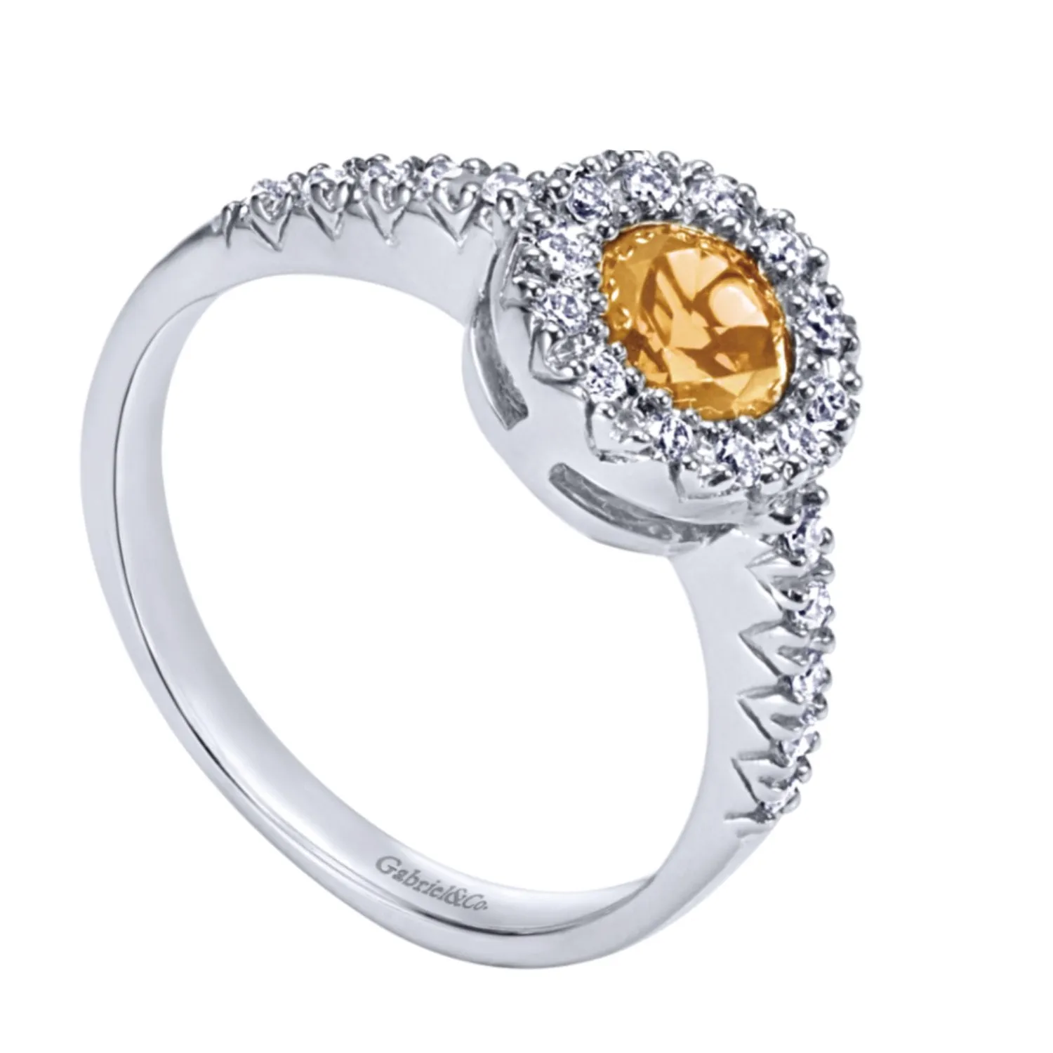 Gabriel & Co. Round Cut Gemstone & Diamond Halo Fashion Ring