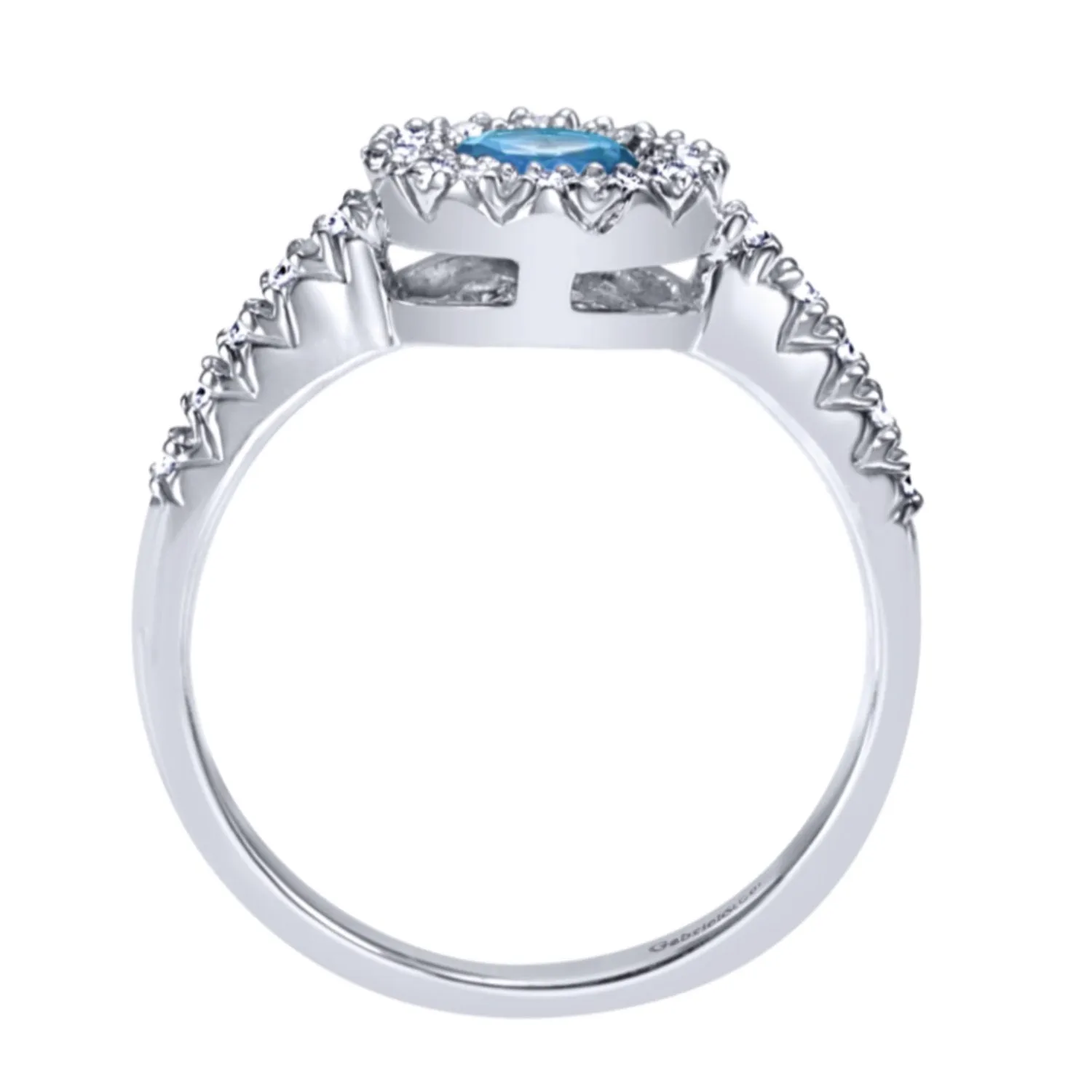 Gabriel & Co. Round Cut Gemstone & Diamond Halo Fashion Ring