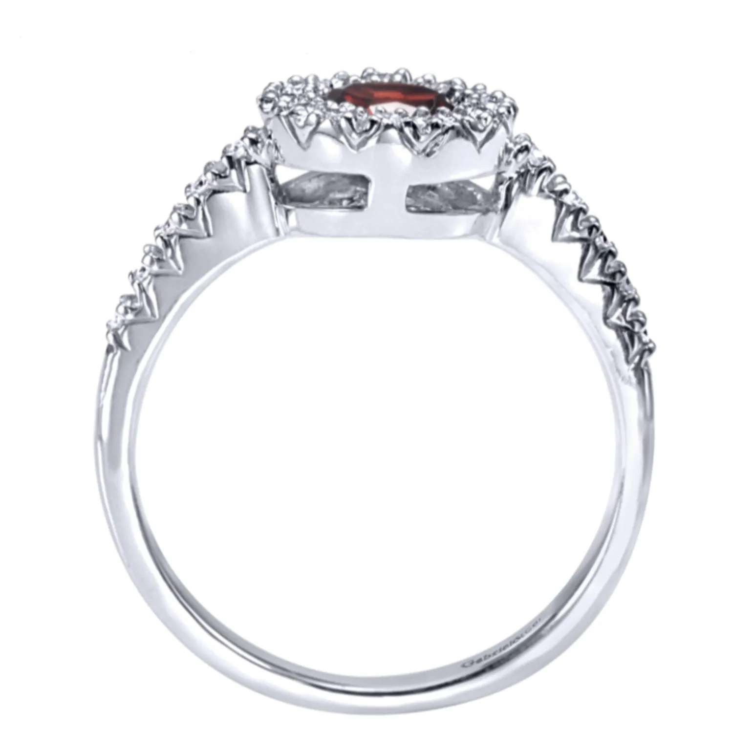 Gabriel & Co. Round Cut Gemstone & Diamond Halo Fashion Ring