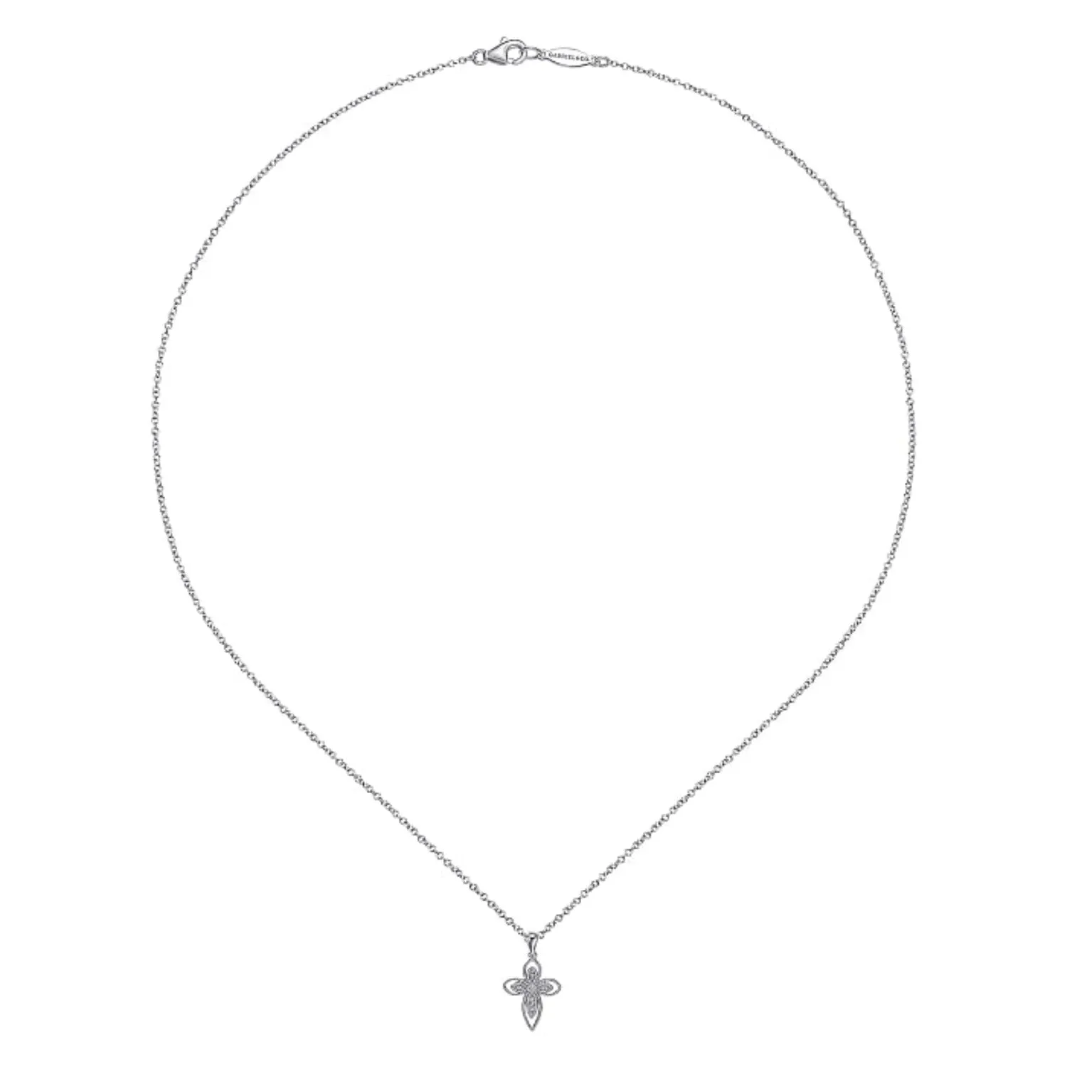 Gabriel & Co. Sterling Silver Vintage Style Diamond Cross Pendant