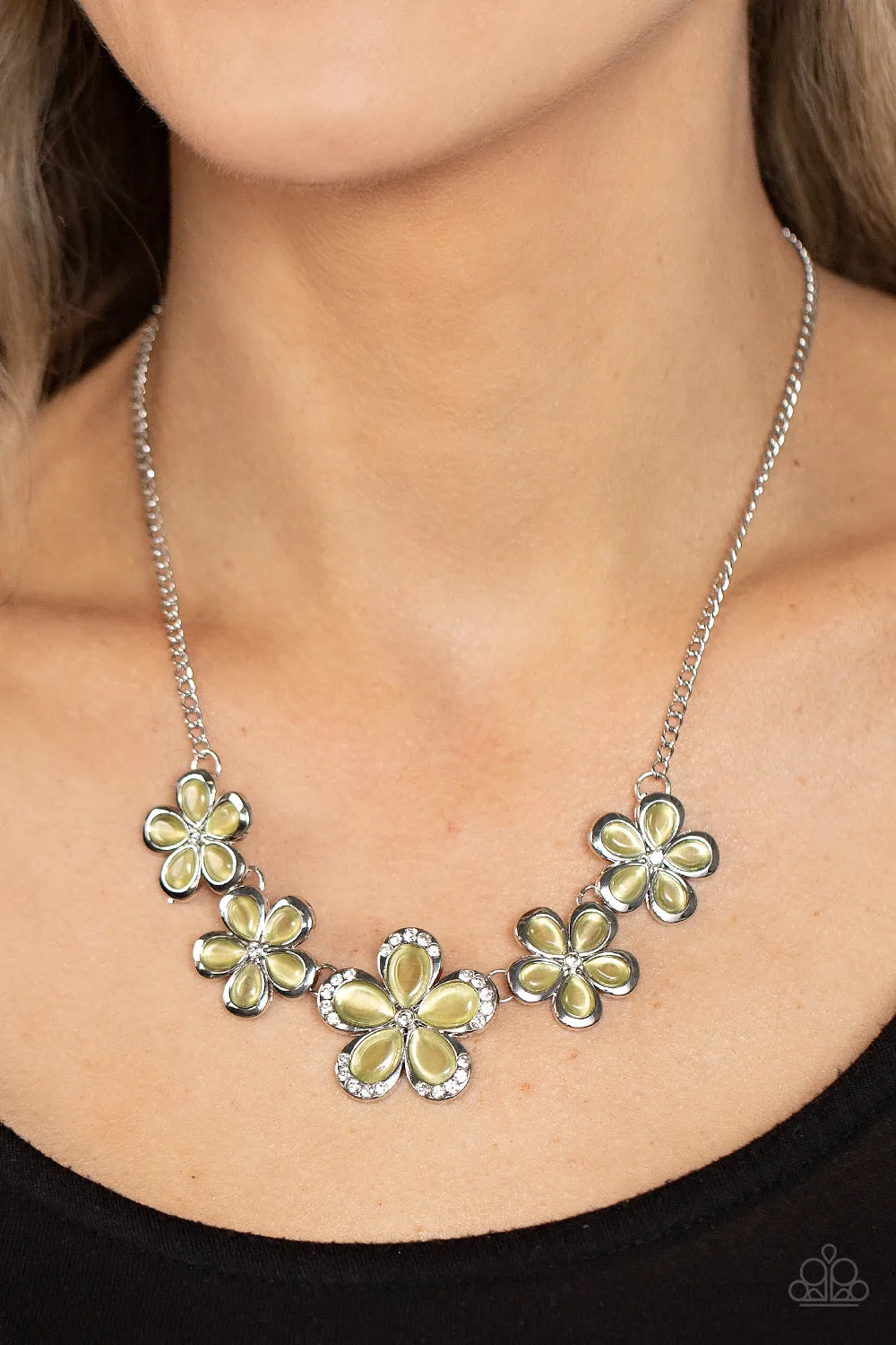 Garden Daydream - Yellow (Cat's Eye Stone) Petal Necklace