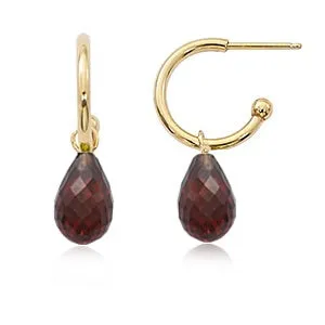 Garnet Briolette Drop Hoops