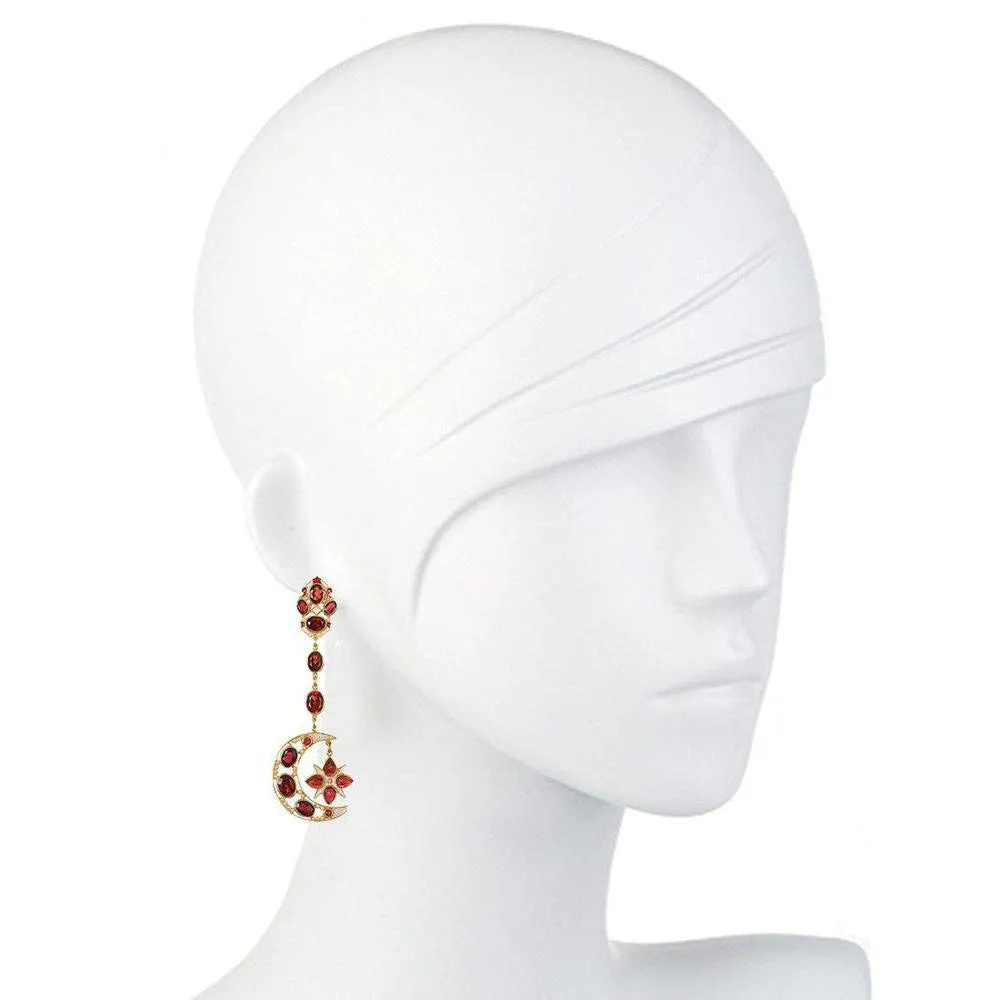 Garnet Moon and Sun Earrings