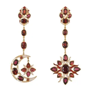 Garnet Moon and Sun Earrings