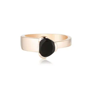 Gempower Tri-Cut Stacker Ring - Rose Gold / Black Agate