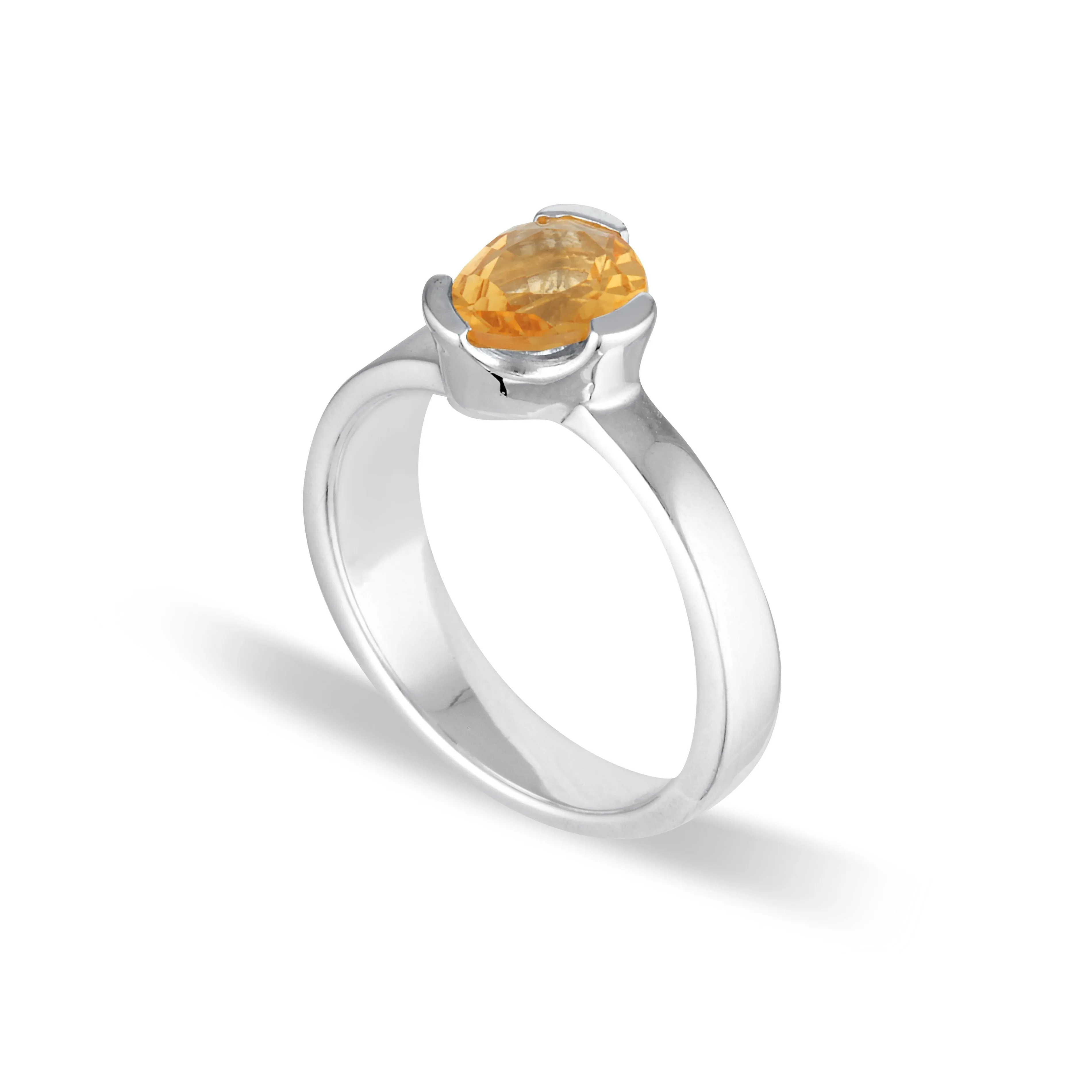 Gempower Tri-Cut Stacker Ring - Sterling Silver / Citrine