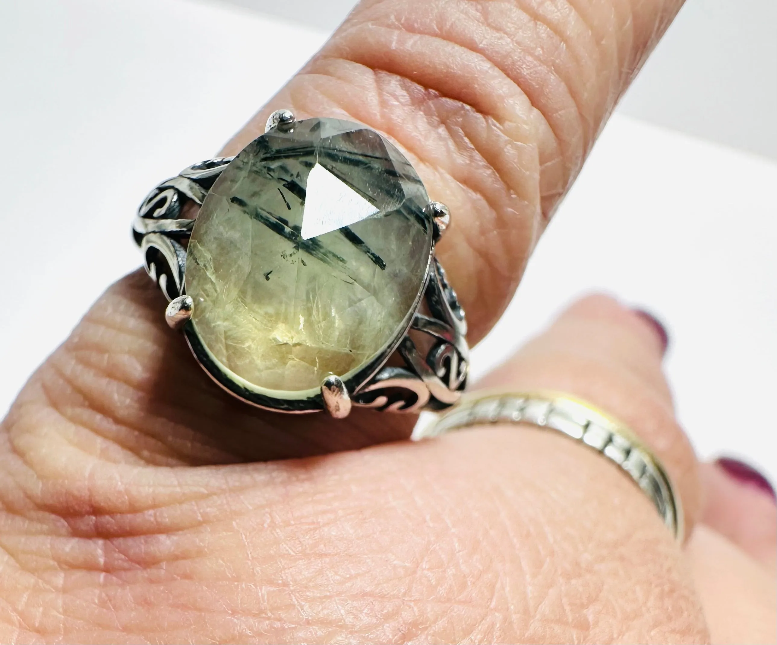 Gemstone Adjustable Filigree Ring