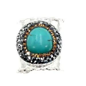 Gemstone & Crystal Adjustable Cuff Ring
